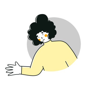 Kadın avatar selamı. İnsanların avatar profili. Konsept tasarımı için kadın avatarlı çizgi film simgesi.