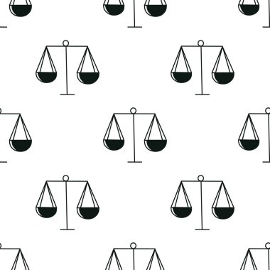 Terazi hukuku deseni. Çizim çizimi. Avukat sembolü. Kupa ana hatlı resim grafiği.