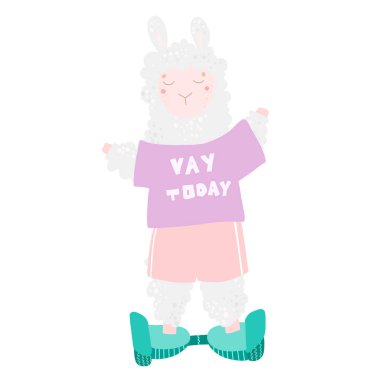 Segway 'de hoş bir lama gezisi, spor, eğlence. Düz bir şekilde vektör illüstrasyonu. Bebeğim..