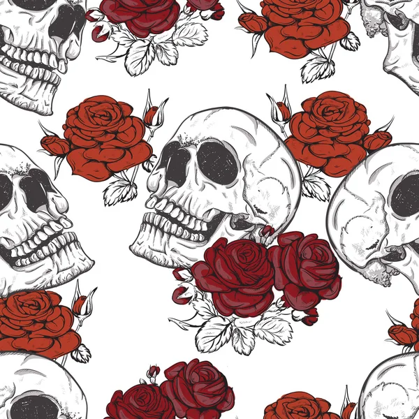 Rosas y calaveras — Vector de stock