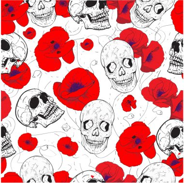 kafatasları ve çiçekler