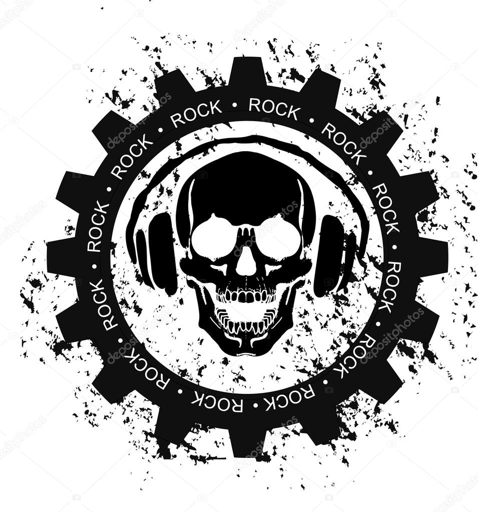 Music design elements with font type and illustration vector. Vintage label Rock Beast