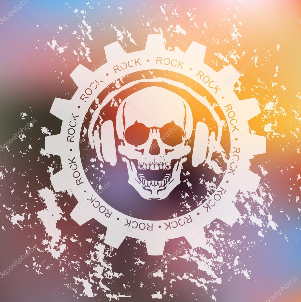 Music design elements with font type and illustration vector. Vintage label Rock Beast