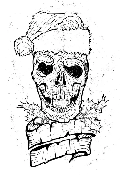 Crânio de tatuagem xmass —  Vetores de Stock