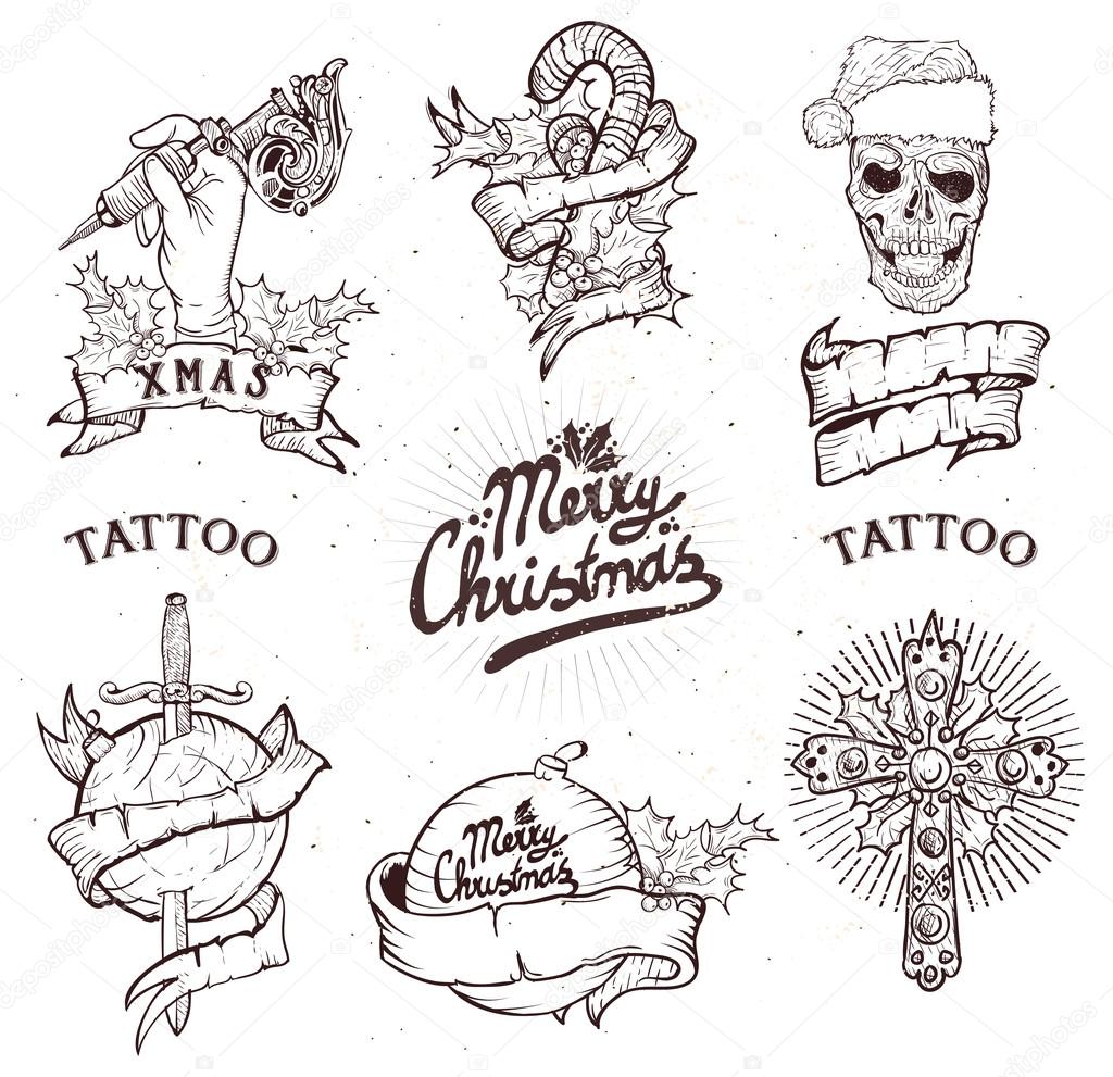 Christmas tattoo set — Stock Vector © Lviktoria25 #86958856 Christmas tattoo set — Stock Vector © Lviktoria25 #86958856