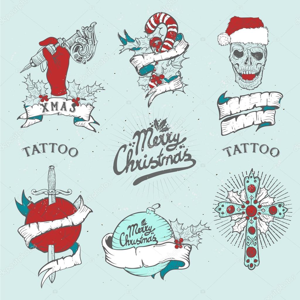 christmas tattoo set