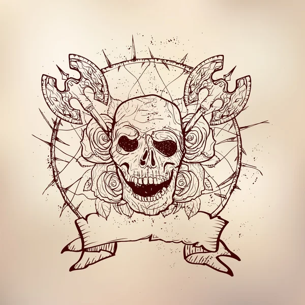 Xmass tattoo skull — Stock Vector