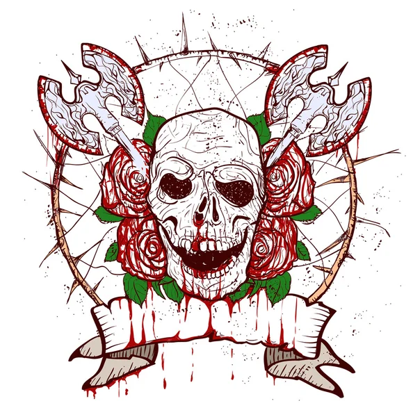 Xmass tattoo skull — Stock Vector