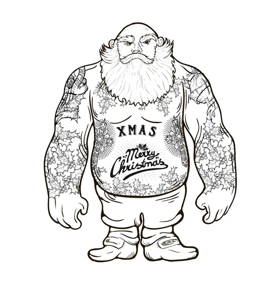 Santa with tattoos — Stock Vector