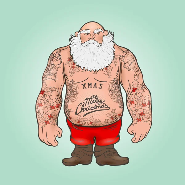 Père Noël avec tatouages — Image vectorielle