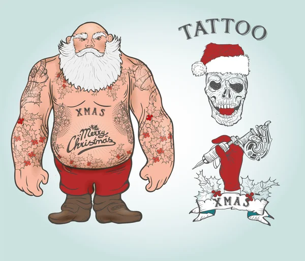Santa with tattoos — Stock Vector