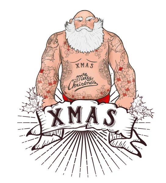 Santa com tatuagens — Vetor de Stock