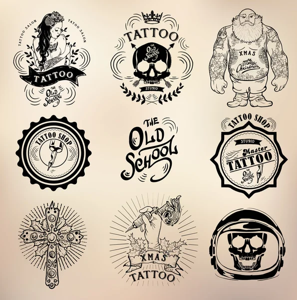 Tattoo old school studio skull — Stock Vector