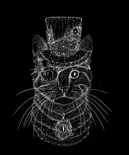 Steampunk kedi vintage tarzı — Stok Vektör