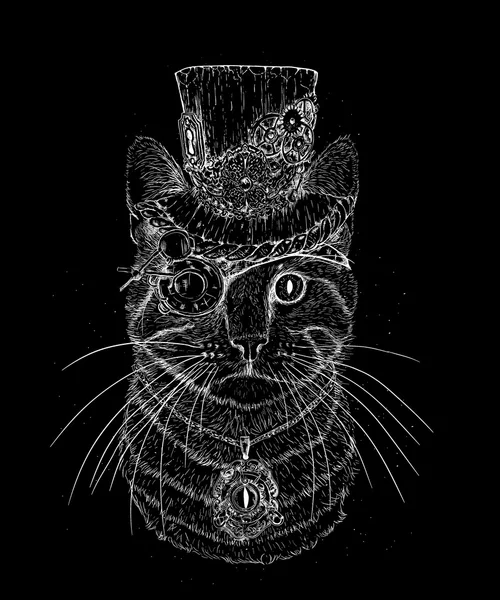 Steampunk kedi vintage tarzı