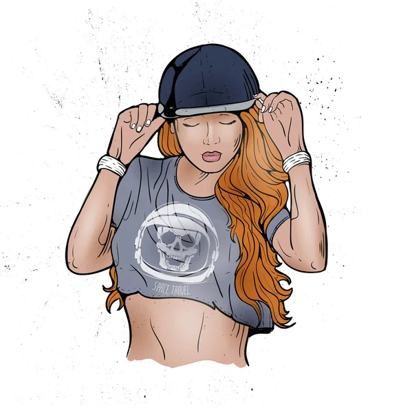 Rap chica atractiva — Vector de stock