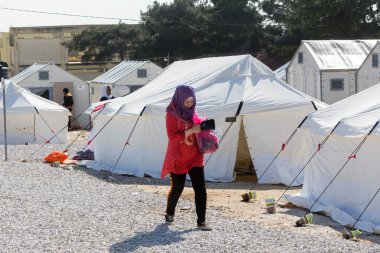 Refugees  living in tents in the center relocation Diavata