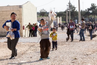 Refugees  living in tents in the center relocation Diavata