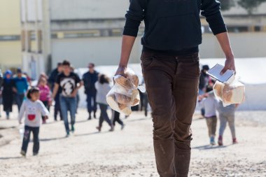 Refugees  living in tents in the center relocation Diavata