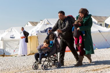 Refugees  living in tents in the center relocation Diavata