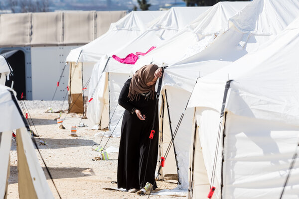 Refugees  living in tents in the center relocation Diavata