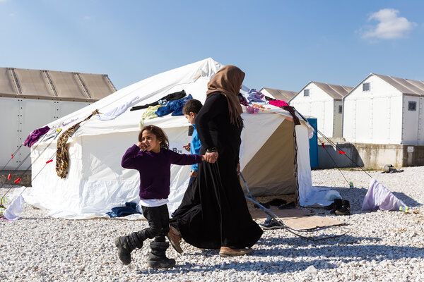 Refugees  living in tents in the center relocation Diavata