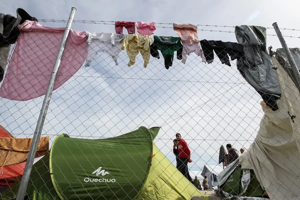 Miles de inmigrantes esperan en la frontera entre Gree —  Fotos de Stock