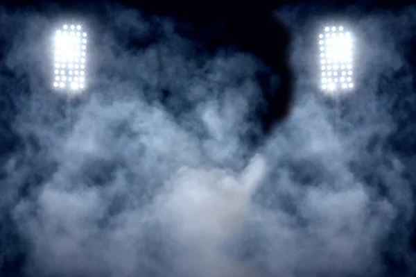 Stadion fények és a füst — Stock Fotó