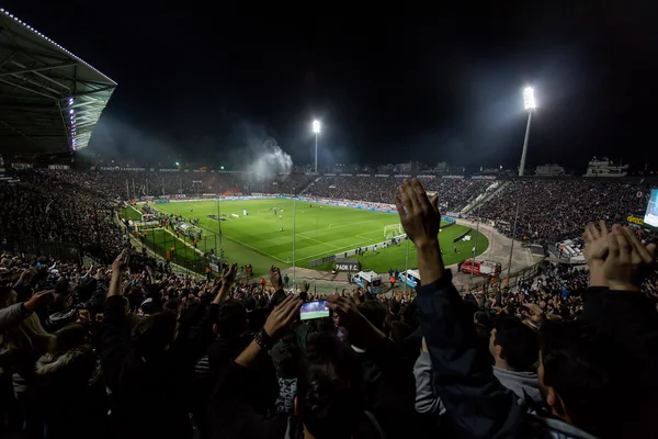 Widok na Toumba stadion pełen fanów Paok — Zdjęcie stockowe