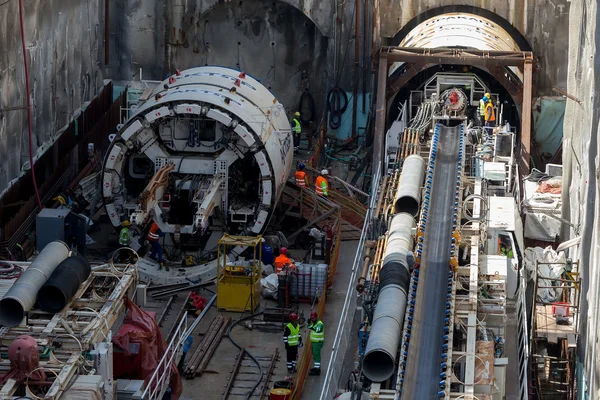Tunnel Boring Machines nel cantiere della metropolitana — Foto Stock