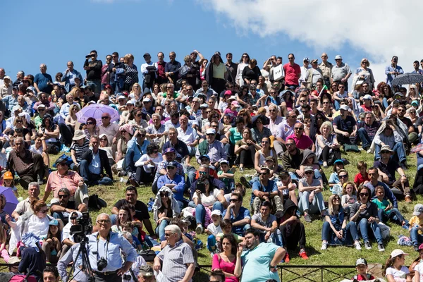 Drukte kijken re-enactment van de slag van Roupel fort — Stockfoto