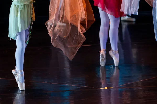 Dansers tijdens ballet optredens. Benen alleen. — Stockfoto