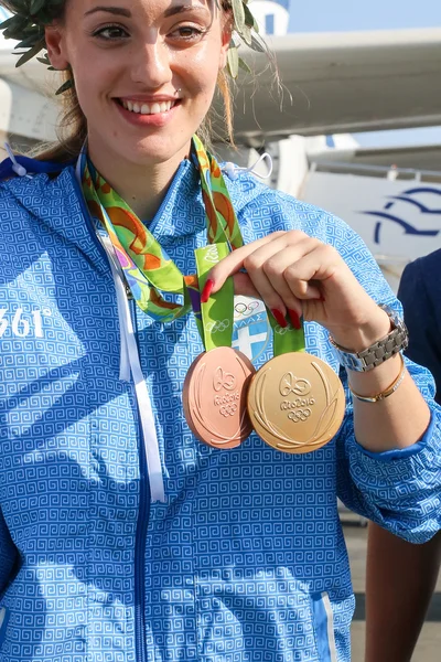 Græsk stjerneskud Anna Korakaki - Rio Olympics - Stock-foto