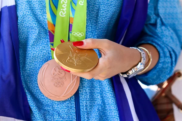 Greek shooting star Anna Korakaki - Rio Olympics — Stock Photo, Image