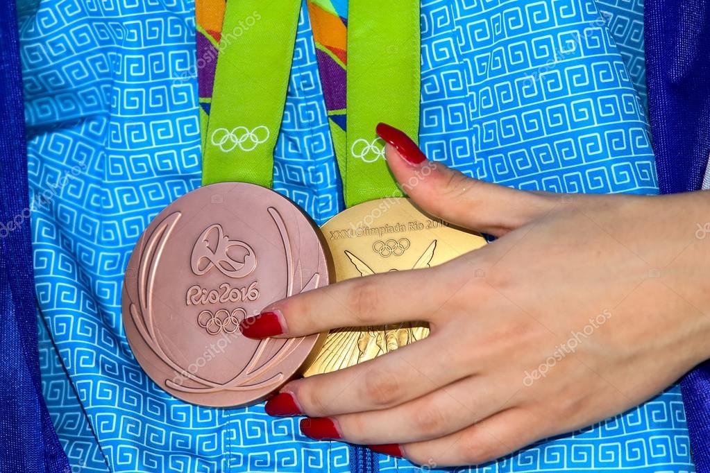 Thessaloniki, Greece - August 11, 2016: Greek shooting star Anna Korakaki has arrived in Thessaloniki, Greece, with the two medals (gold and bronze) she won in the Rio Olympics