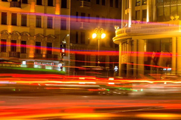 The freedom square at night in the center of Tbilisi with light — Stock Photo, Image