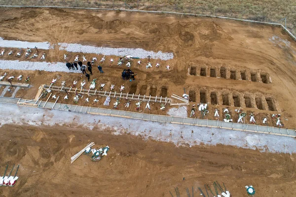 Thessaloniki Greece December 2020 Aerial View New Graves Covid Victims — Stock Photo, Image