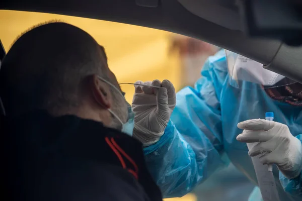 Salónica Grecia Diciembre 2020 Trabajador Médico Que Usa Traje Especial —  Fotos de Stock