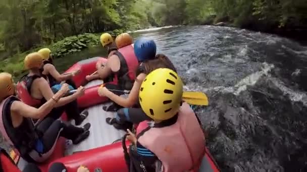 Paranesti Drama Grecja Lipca 2019 Zespół Przygodowy Rafting Zimnych Wodach — Wideo stockowe