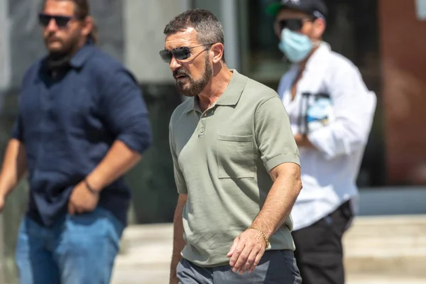 Thessalonique Grèce Juillet 2021 Acteur Espagnol Antonio Banderas Lors Tournage — Photo