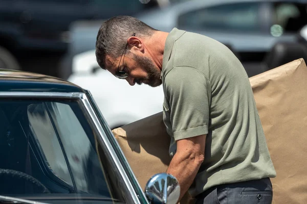 Salónica Grécia Julho 2021 Ator Espanhol Antonio Banderas Durante Filmagens — Fotografia de Stock