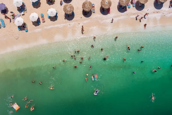 Porto Vathy Marble Beach Thassos Grekland Juli 2021 Flygfoto Över — Stockfoto