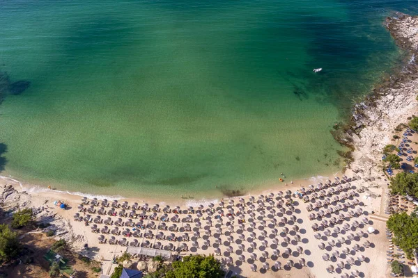 View Aerial View Emerald Transparent Mediterranean Sea White Beach Full — Stock Photo, Image