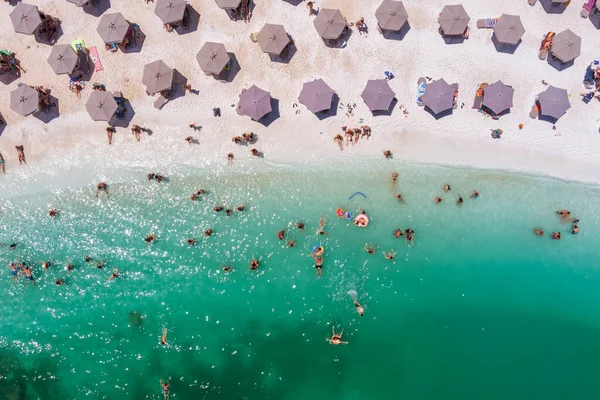 View Aerial View Emerald Transparent Mediterranean Sea White Beach Full — Stock Photo, Image