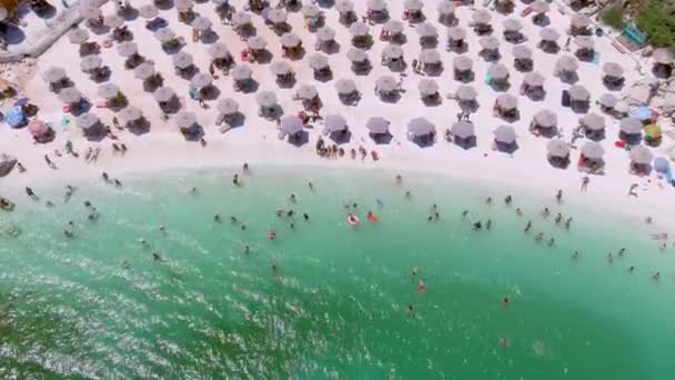 Marmor Stranden Thassos Grekland Juli 2021 Utsikt Uppifrån Antenn Utsikt — Stockvideo