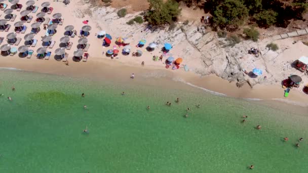 Psili Ammos Isla Tasos Grecia Julio 2021 Vista Desde Arriba — Vídeos de Stock