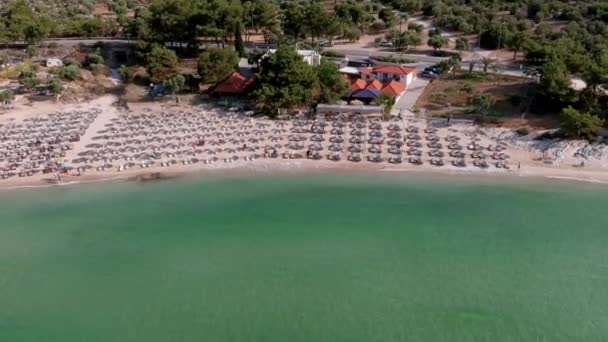 View Aerial View Emerald Transparent Mediterranean Sea White Beach Full — Stock Video