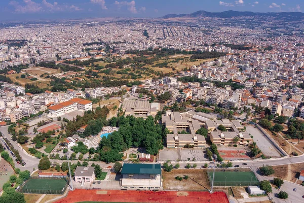 Luchtfoto Van Stad Thessaloniki Vanuit Het Gebied Neapoli Thessaloniki Één — Stockfoto