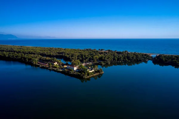 Vista Aérea Del Hermoso Lago Kaiafas Elis Ilia Peloponeso Grecia — Foto de Stock