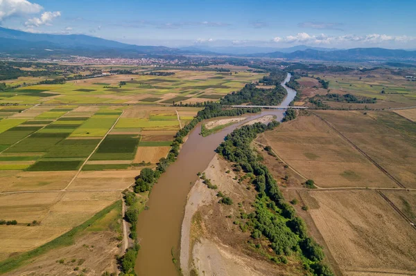 Vista Aérea Rio Axios Área Axioupolis Kilkis Norte Grécia — Fotografia de Stock